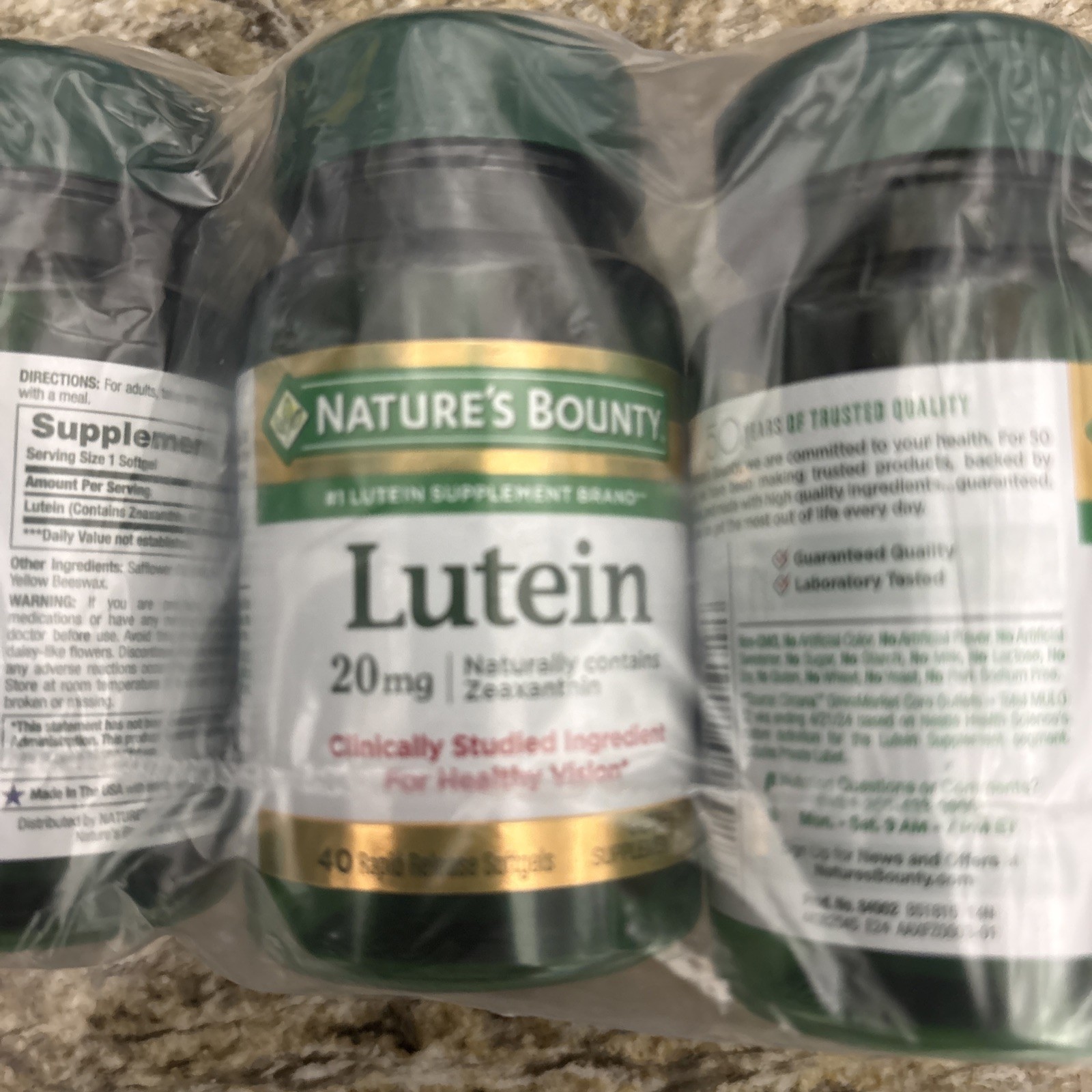 [3 PACK] NATURE’S BOUNTY Lutein 20mg 40 Rapid Release Softgels/ea.Fresh exp 926