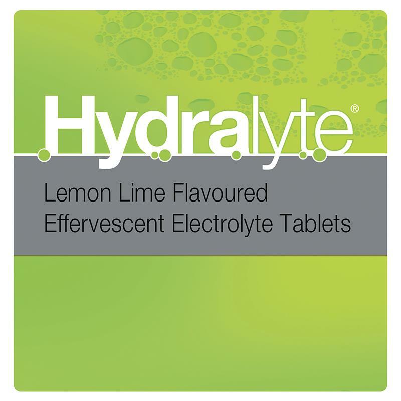 Hydralyte Effervescent Electrolyte Lemon Lime Flavour For Dehydration 20 Tablets