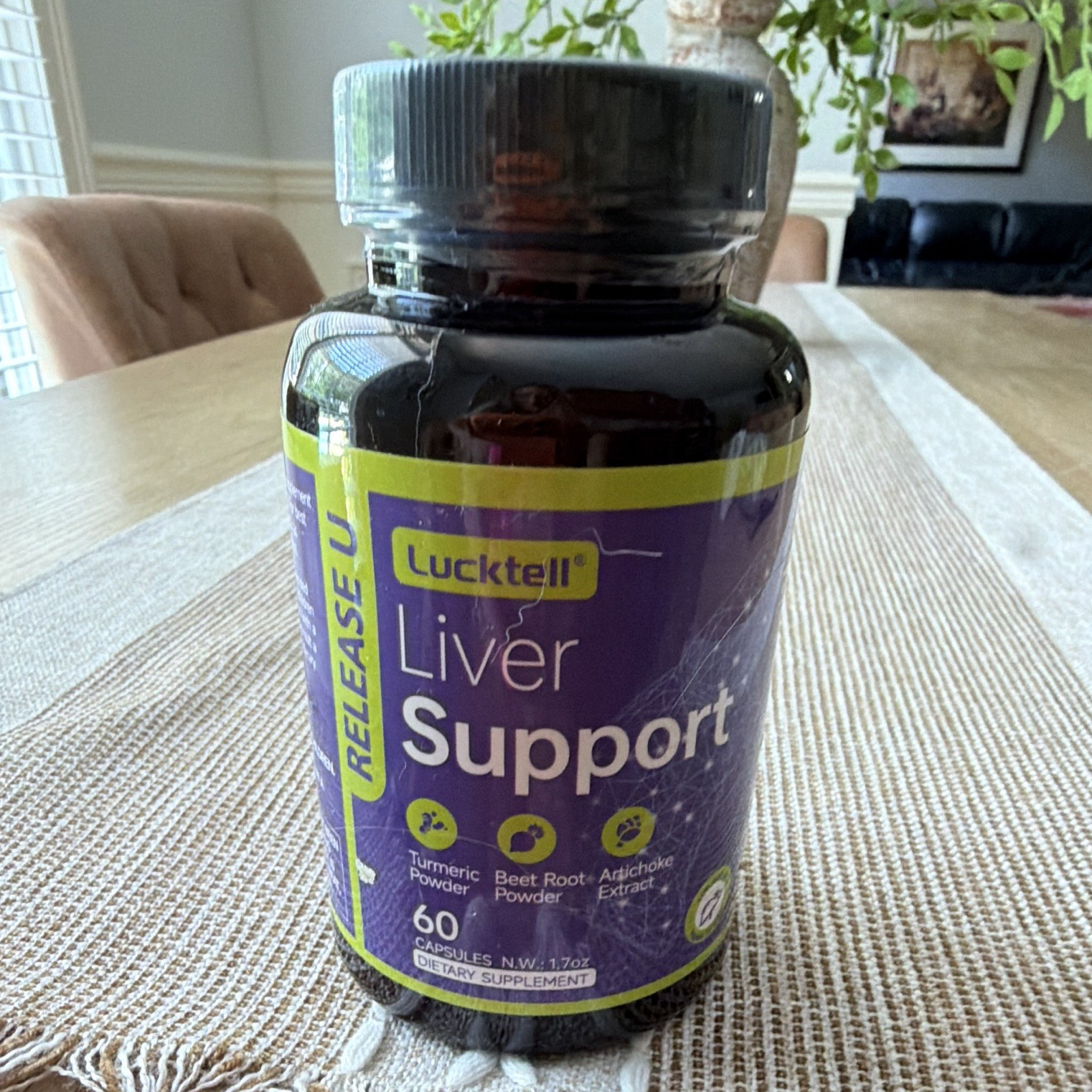 Lucktell Release U Liver Support Dietary Supplement Turmeric Beet Artichoke 60ct