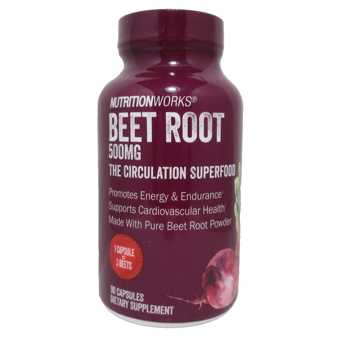 NutritionWorks ® Beet Root Circulation Superfood 90 Capsules 500mg