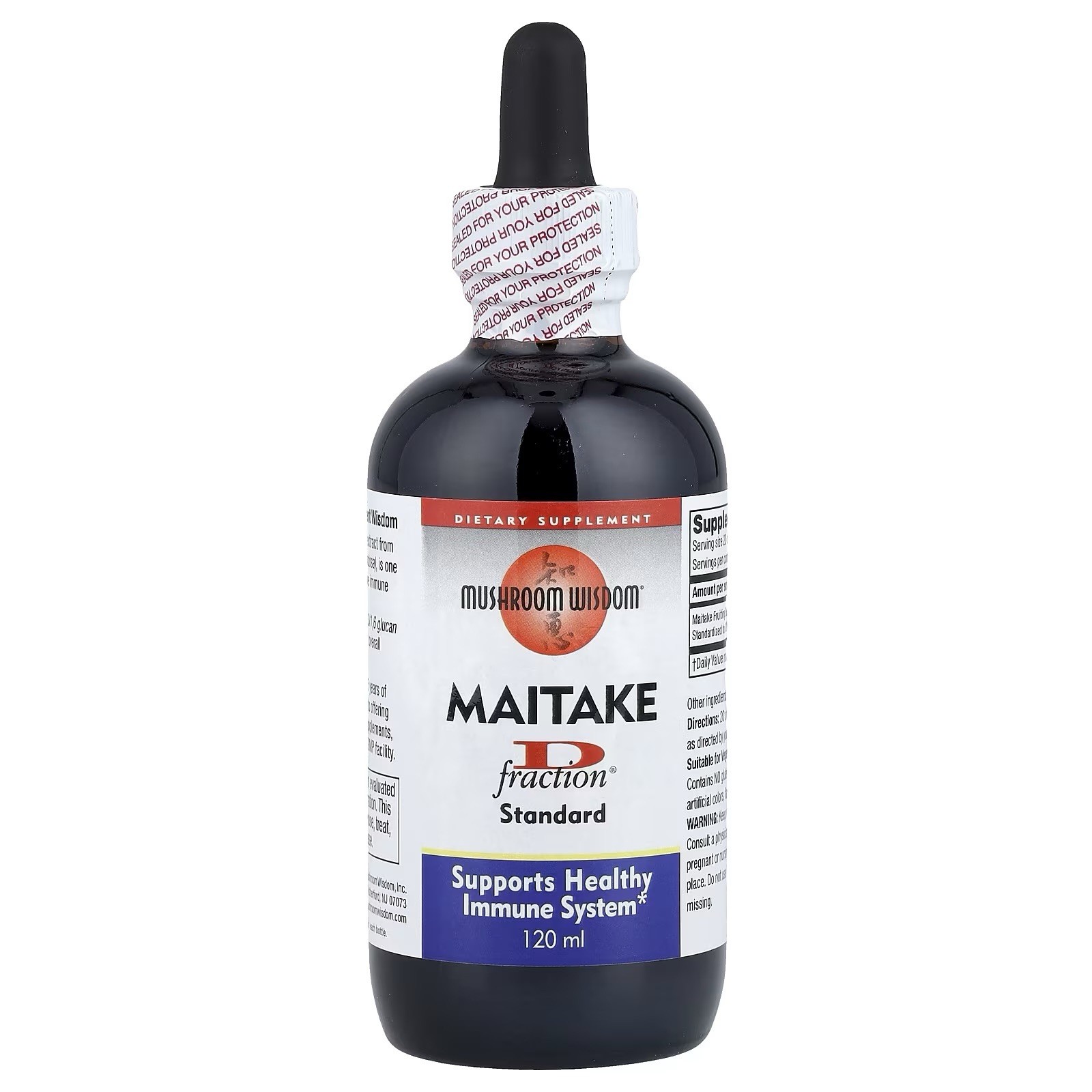 Mushroom Wisdom Maitake D-Fraction Standard 120 ml Alcohol-Free, Dairy-Free, No