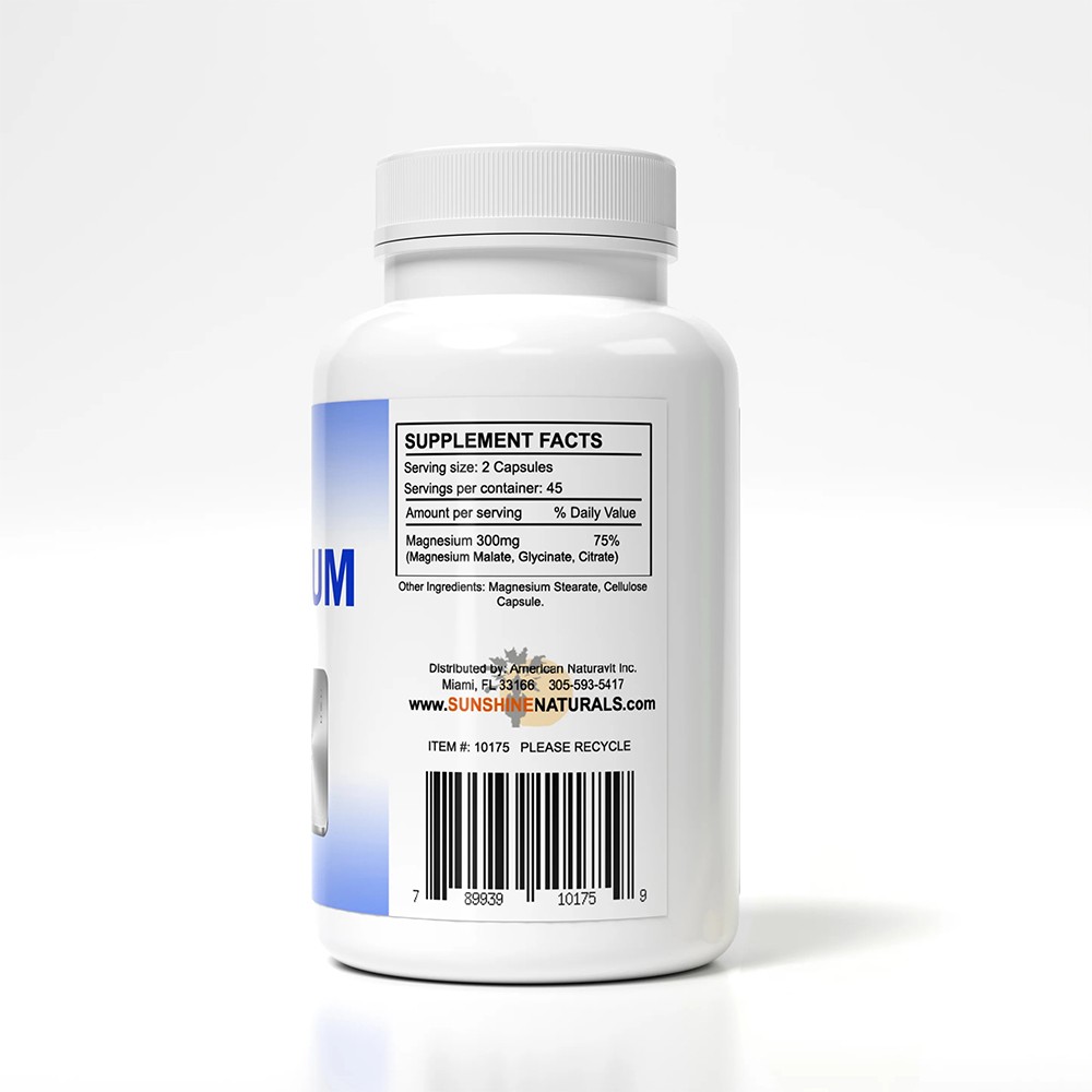 Sunshine Naturals Supplement. Triple Magnesium Complex 300mg. Pack of 2