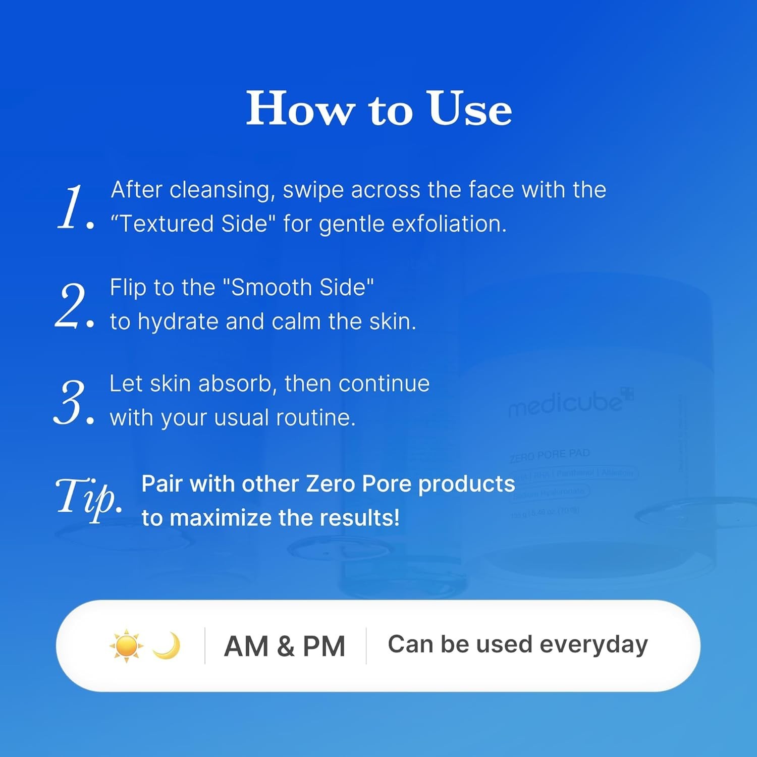 MediCube Zero Pore Pad 2.0 – Dual-Textured Exfoliating Toner Pads,Pore Refining