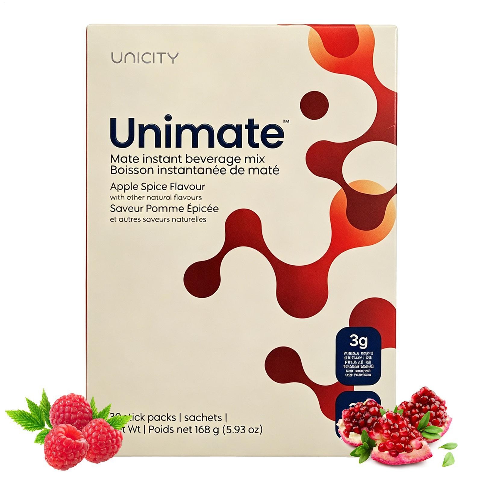 Unicity Unimate Apple Spice Flavor , 30 Stick Packs Fresh Date Exp: 2028