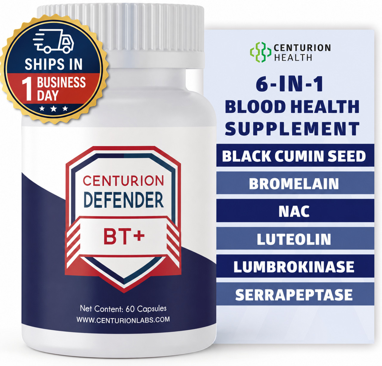 Centurion Defender BT+ Blood Health Supplement All natural Made in the USA 60ct