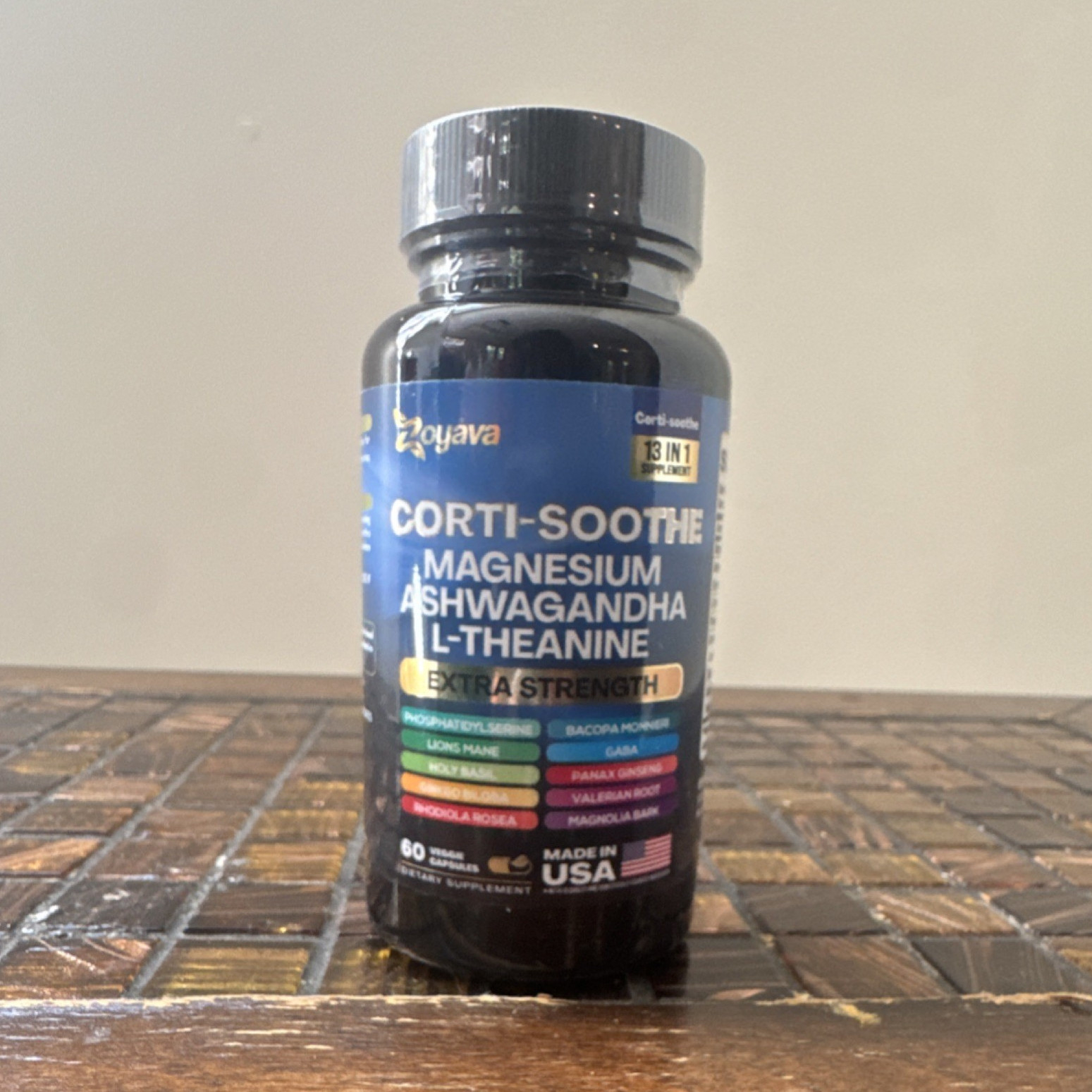 Zoyava Corti-Soothe Stress Support Magnesium Ashwagandha L-Theanine 60 Caps