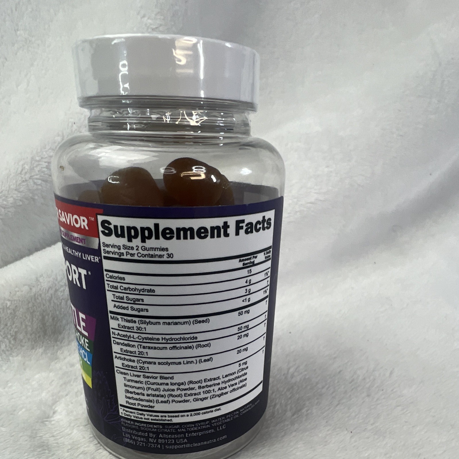 Clean Nutra Liver Savior Liver Support Gummies Milk Thistle NAC Lemon 60 Count