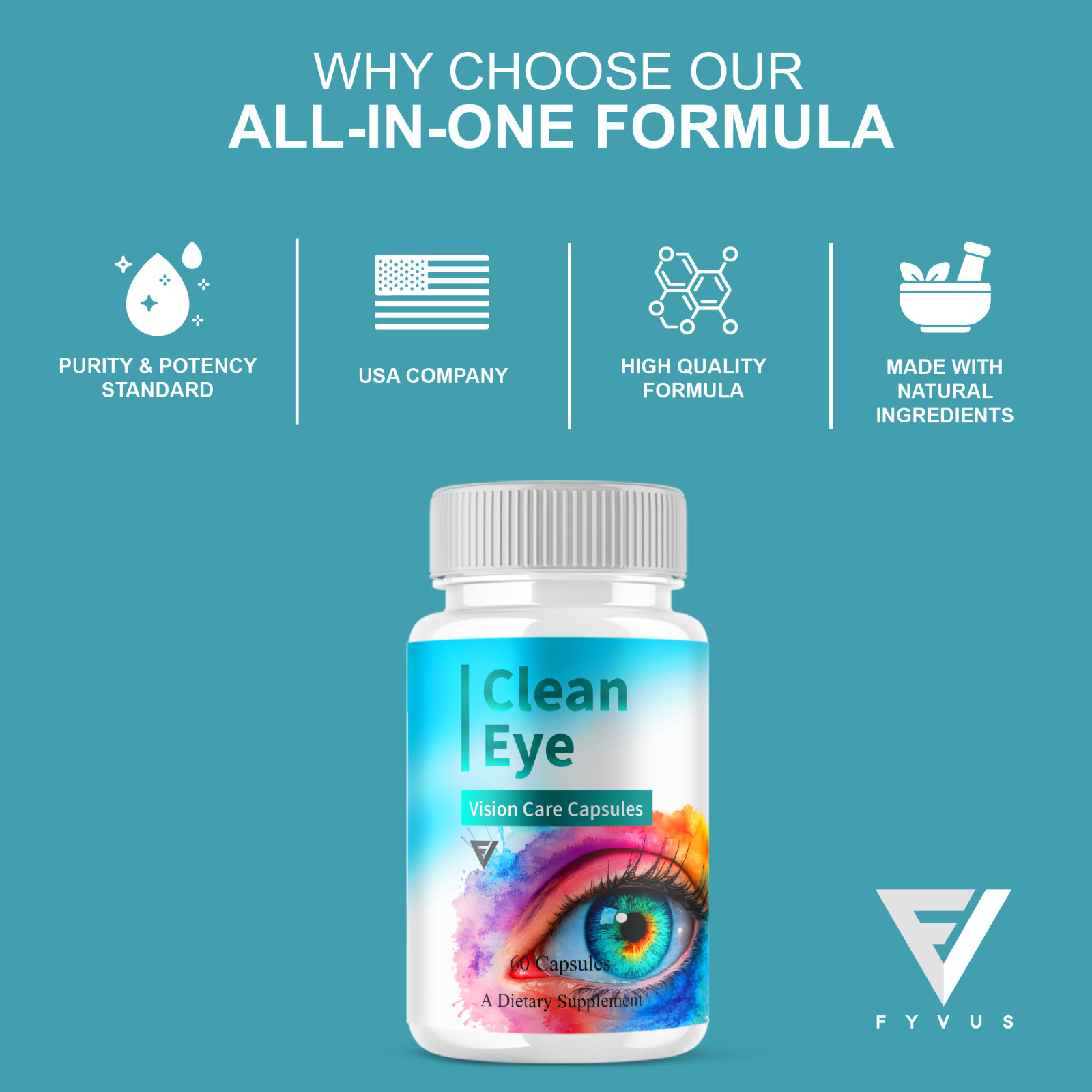 (2 Pack) Clean Eye Capsules, CleanEye Vision Care Supplement (120 Capsules)