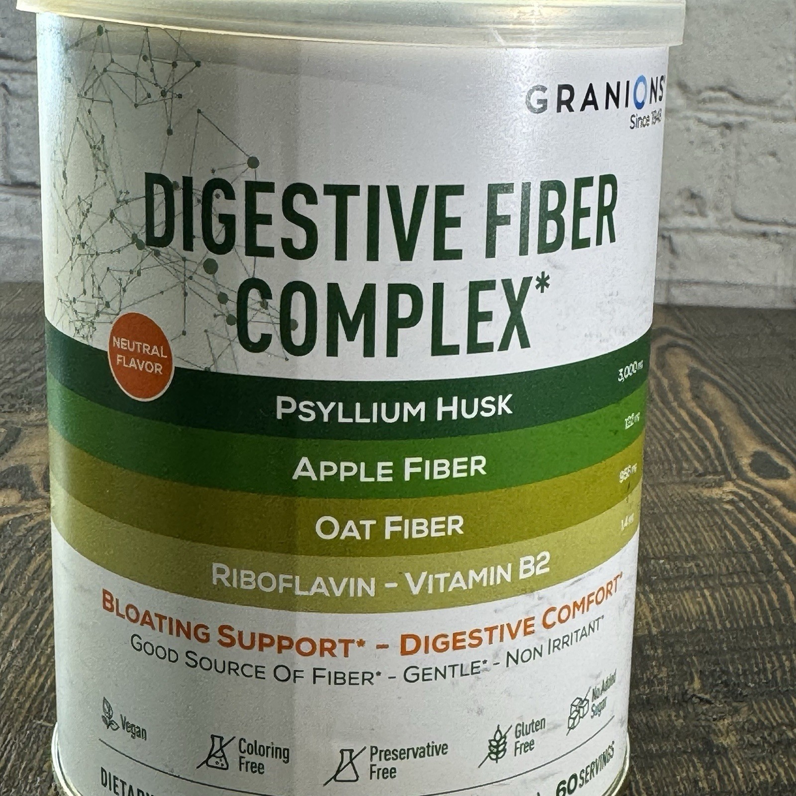 Granions Digestive Fiber Complex Powder – Psyllium Apple Oat – Unflavored 60 ser