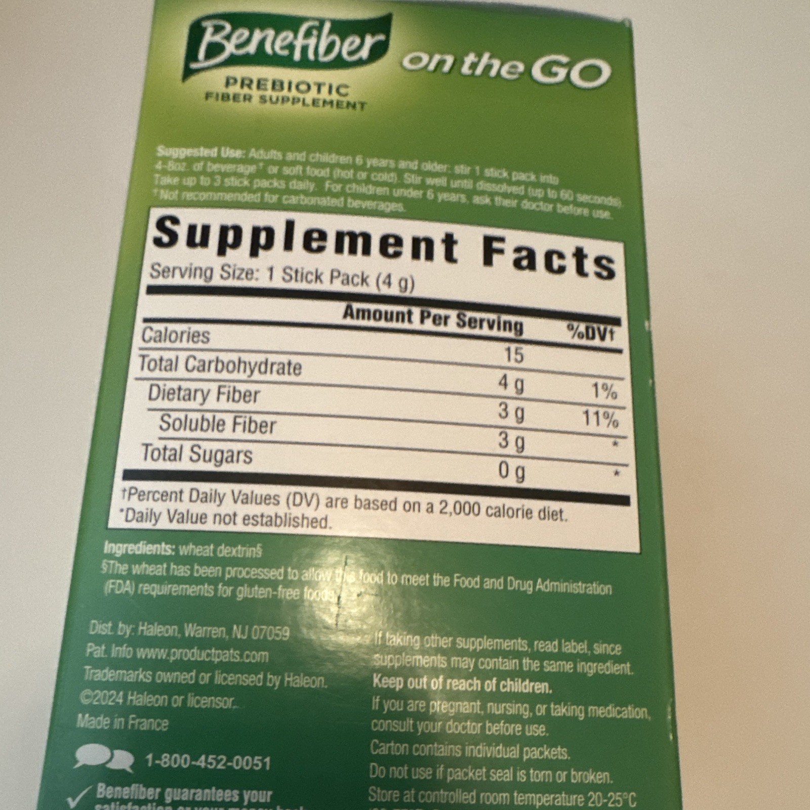 Benefiber Prebiotic Fiber Powder Digestive Support 28 Sticks 4g 3.92oz Jan 2027