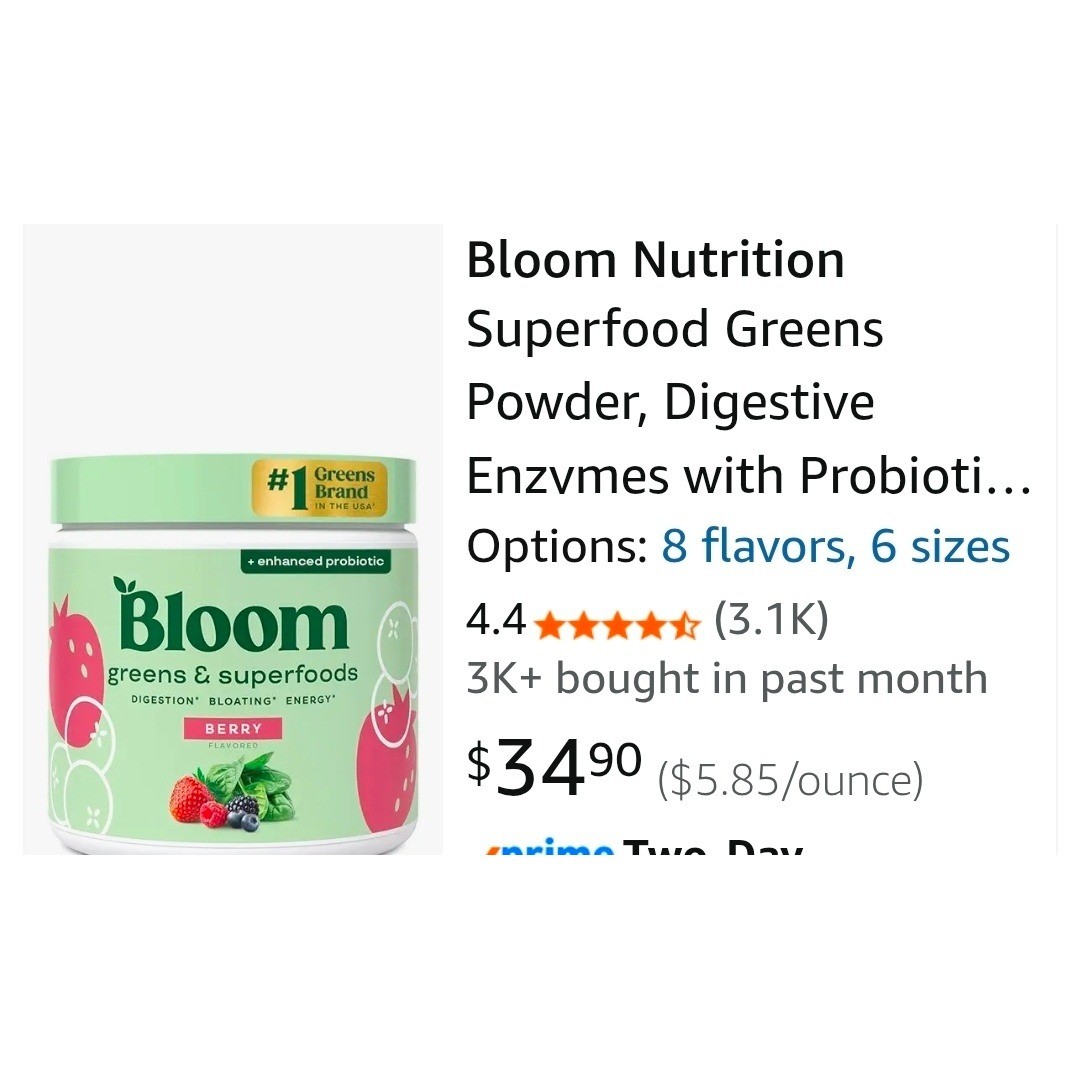 Bloom Nutrition Greens & Superfoods Powder Berry Flavor 30 Servings 5.76oz NEW