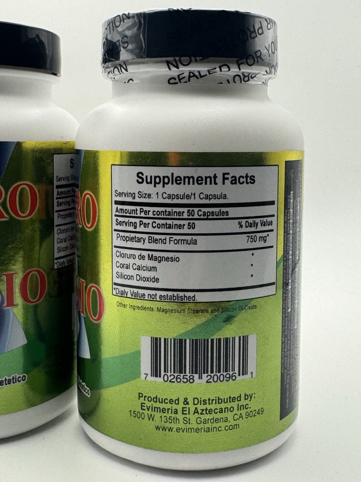 Yerbas Finas Cloruro de Magnesio Magnesium Chloride 750 mg 50 Caps Exp 12/2027