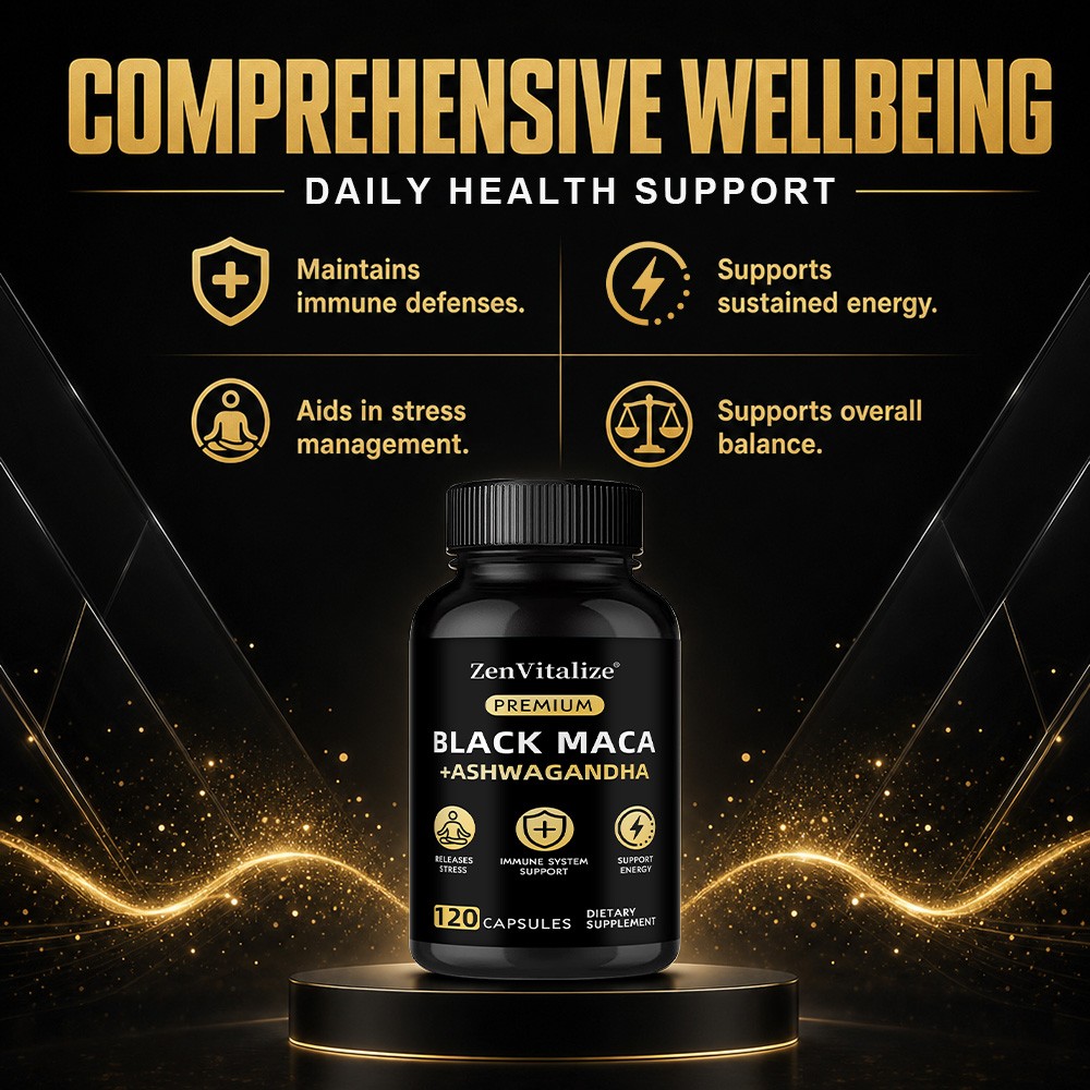 Black Maca Root Capsules, Natural Energy & Stress Support Supplement 30~120 Caps