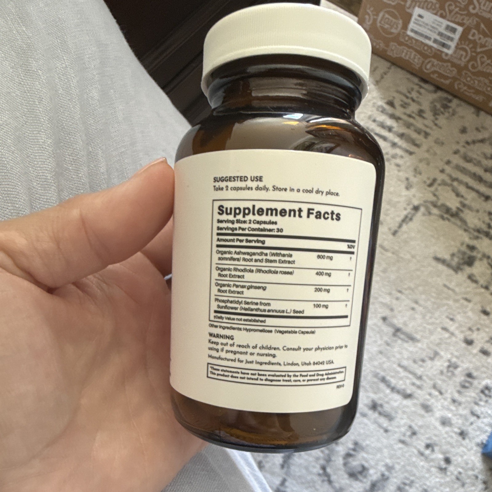 Just Ingredients Adrenal Complex Organic 60 Capsules Exp 09/2026