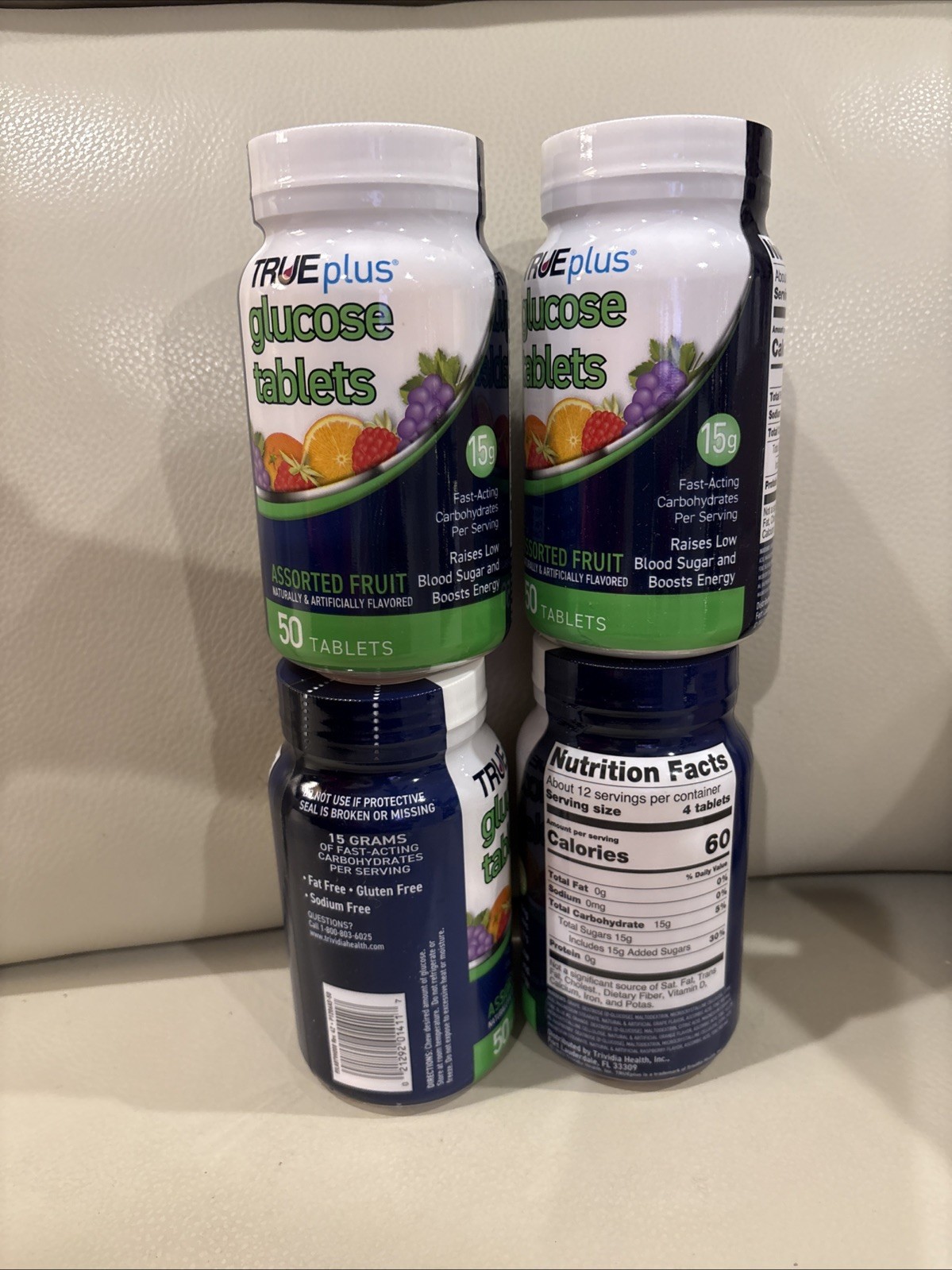 4 Pk ~ Trueplus Glucose Tablets ~ Blood Pressure & Energy Support ~ Fruit 50 ct