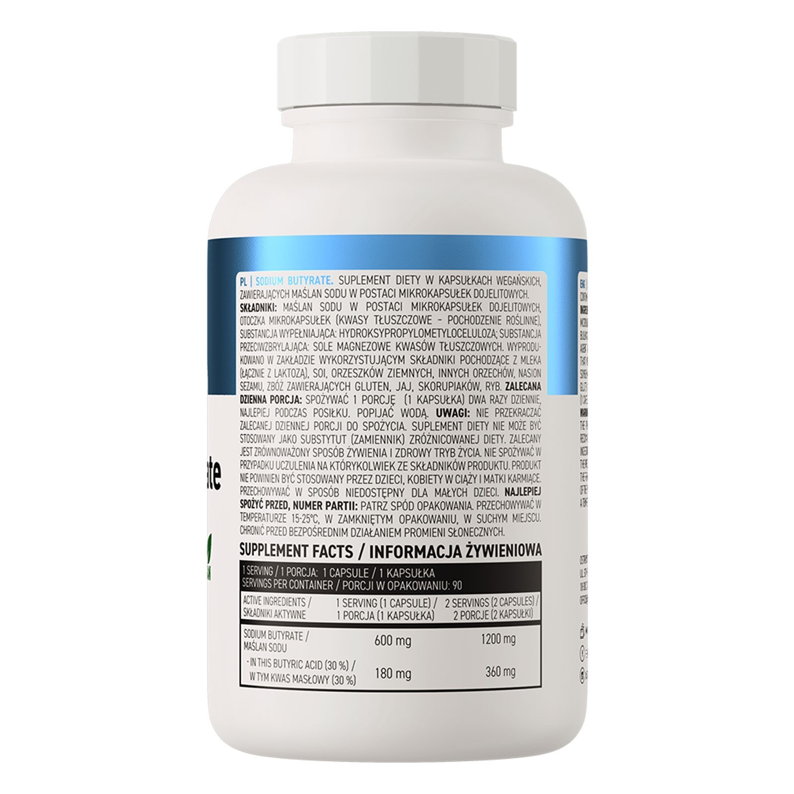 SODIUM BUTYRATE – 90–180 Capsules – VEGAN Eases inflammation supports gut IBS