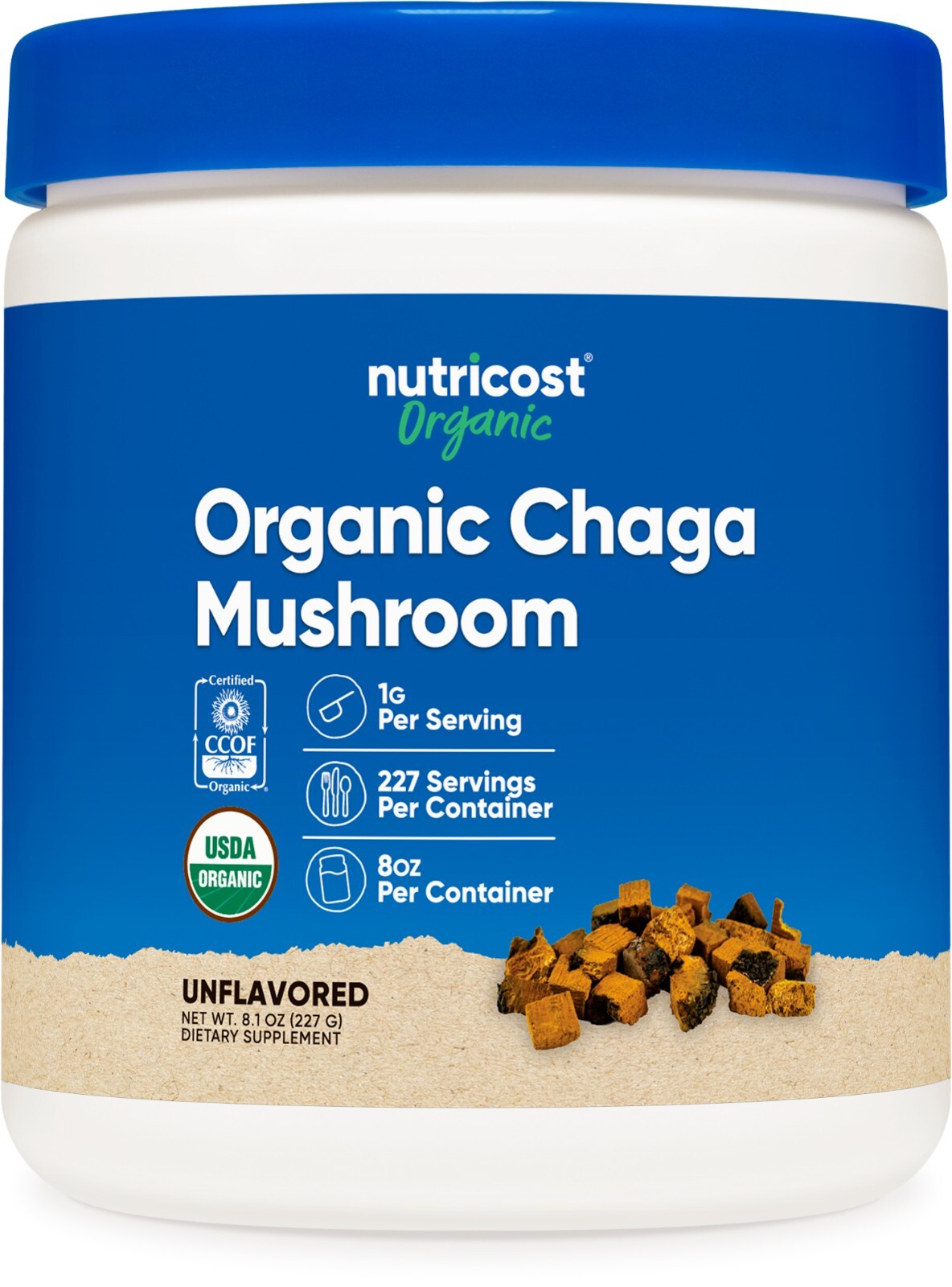Nutricost Organic Chaga Mushroom 0.5LB (8oz) – USDA Certified 100% Organic