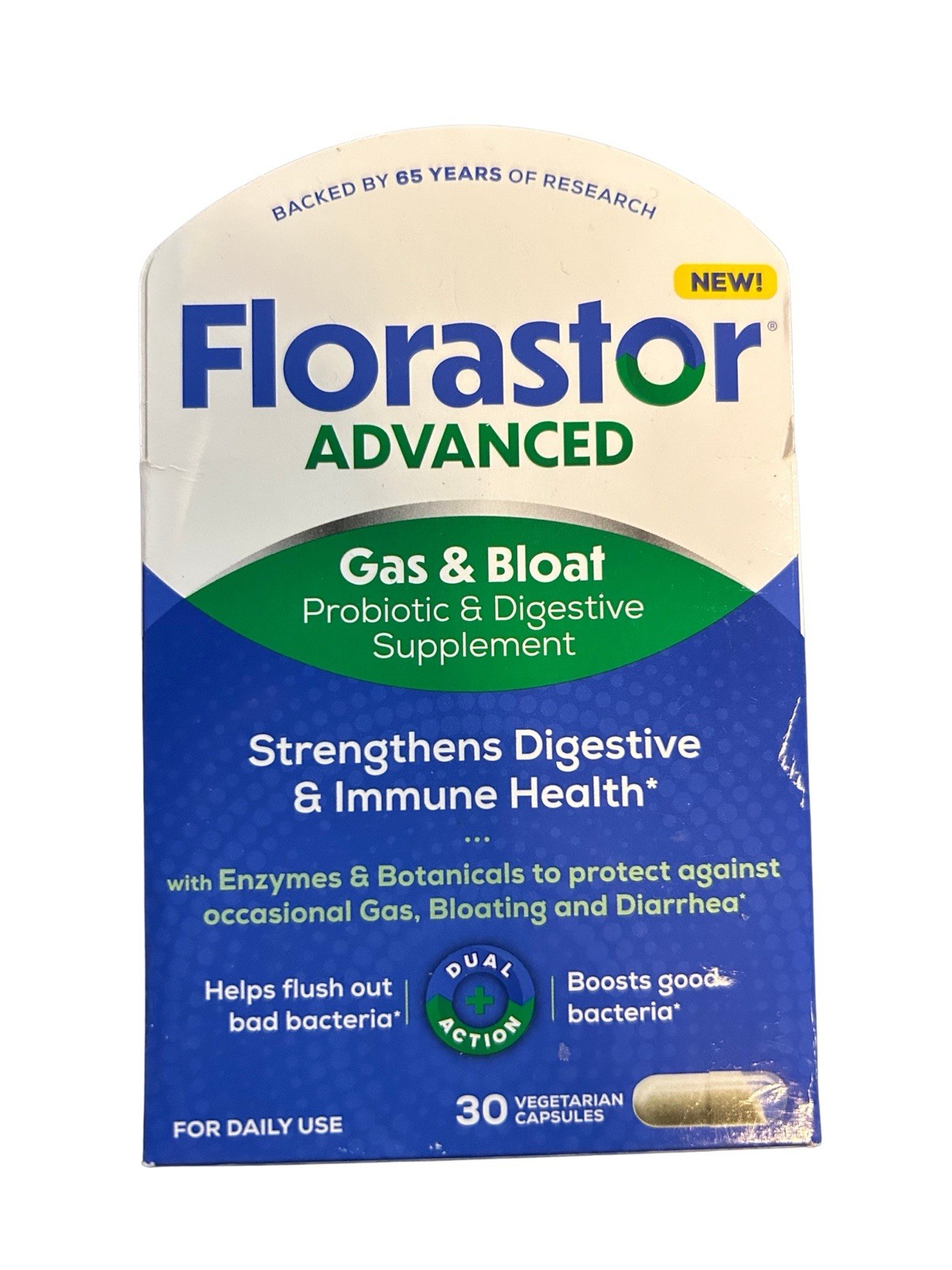 Florastor Advanced Relieves Gas & Bloat Supplement 30 CT Exp 7/2026