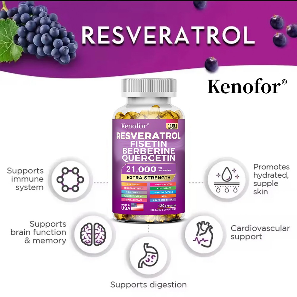 Resveratrol Supplement Formula With Berberine 4000mg Quercetin 800mg 120capsules