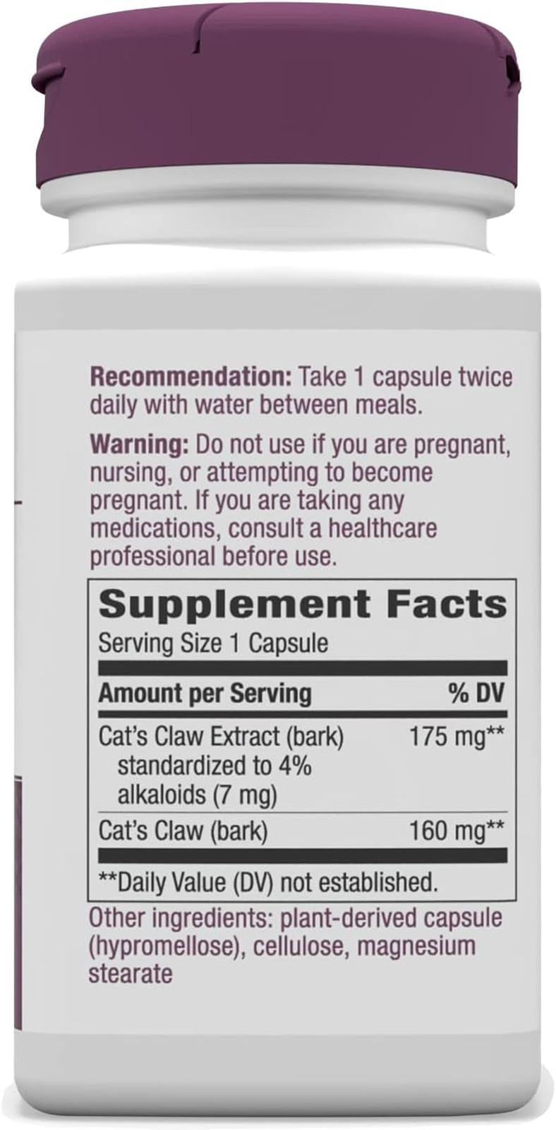 Nature’s Way Standardized Cat’s Claw Extract, 175 Mg per Serving, 60 Capsules