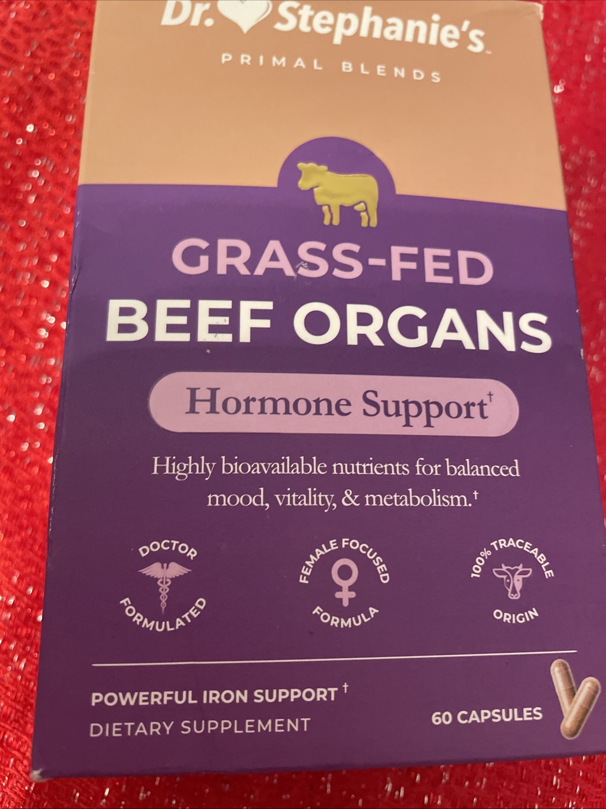 Dr. Stephanie’s Grass Fed Beef Organs Hormone Support 60 Capsules Iron Support