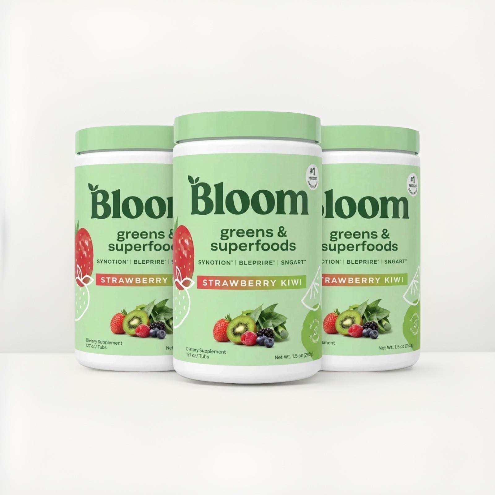 Bloom Greens & Superfoods Powder Strawberry Kiwi 1.5 oz Pack of 3