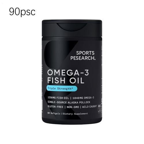 Omega 3 Fish Oil 1250mg Softgels – EPA 690mg &DHA 260mg-Triple potency 90 Count