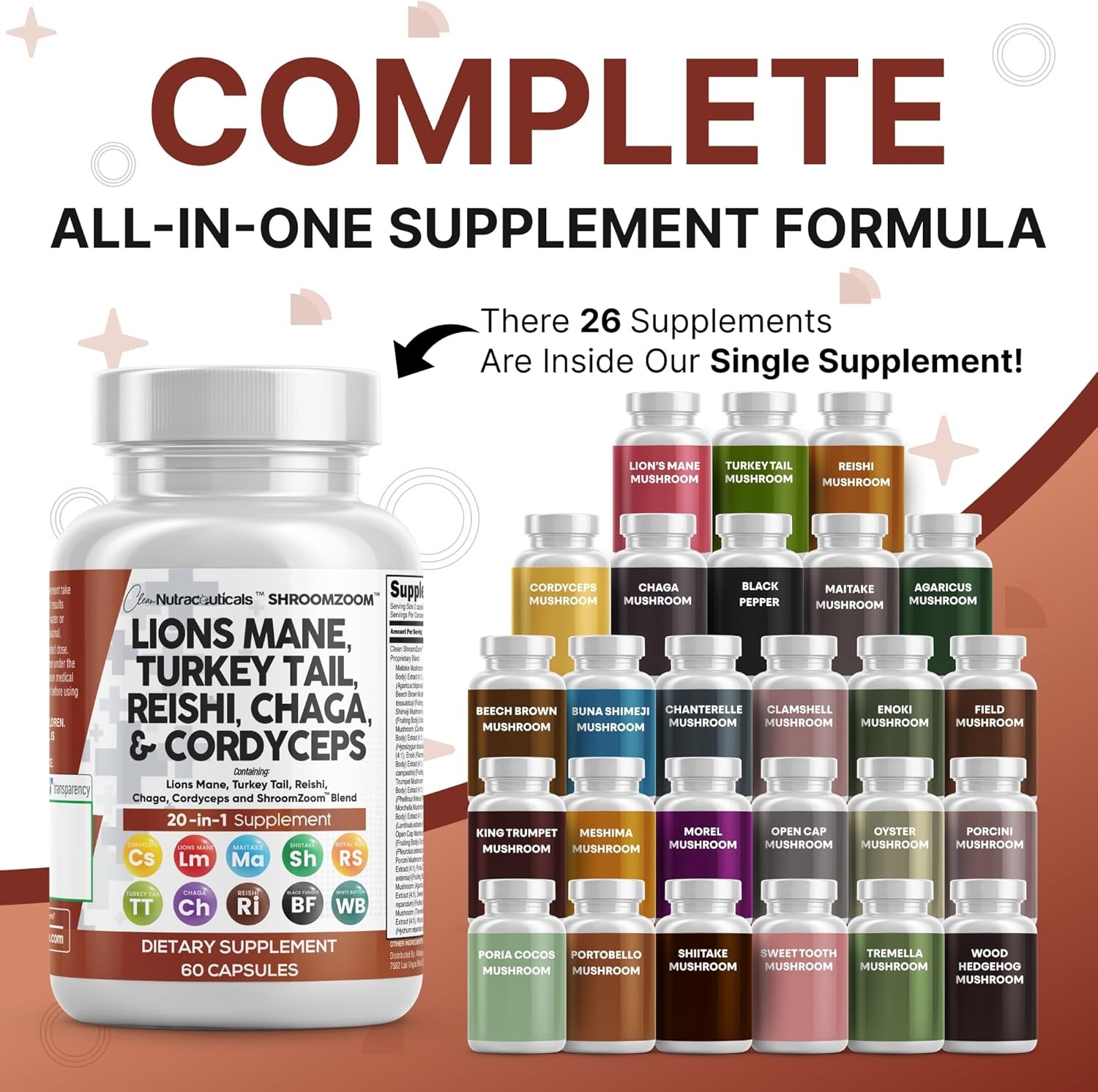 Lion Mane Mushroom Complex 20 In 1 Mushroom Supplement