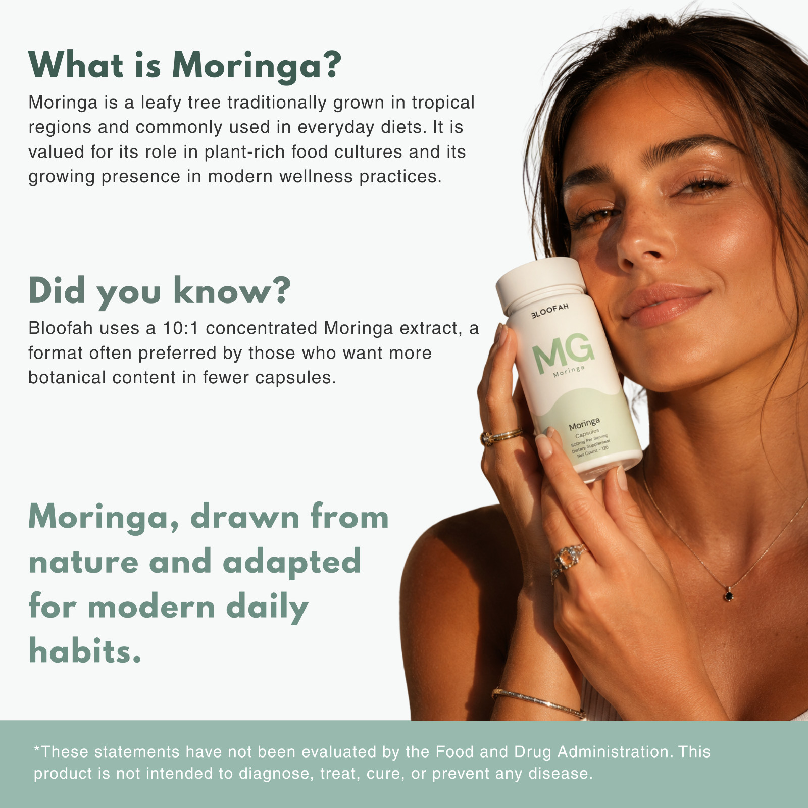 Bloofah MG Moringa Leaf Extract 10:1 500mg | 120 Capsules | Superfood | Iron