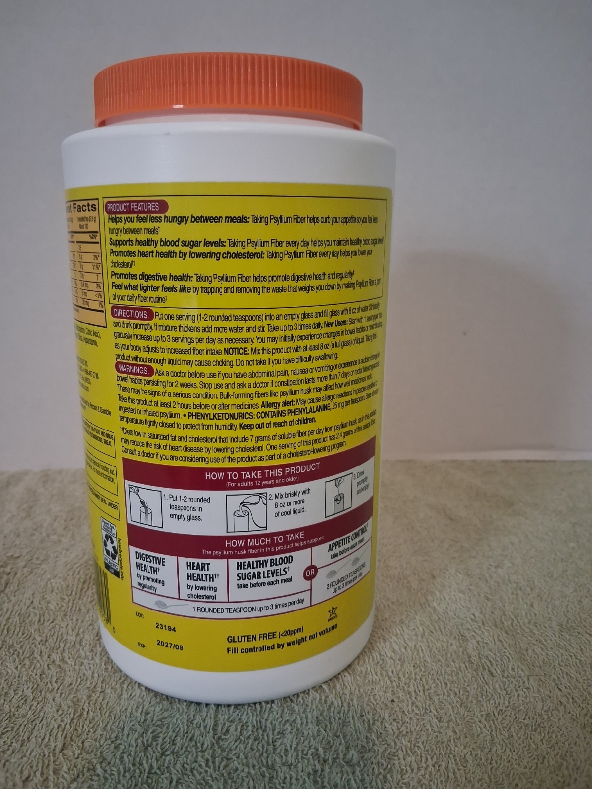 Kirkland Signature Psyllium Fiber Powder Fiber Supplement Exp. 9/27 180 Tsps.