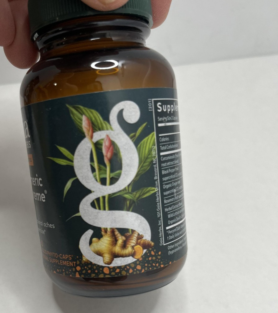 Gaia 2pk Herbs Turmeric Supreme Ache 60 Caps Exp 8/27 Joint Muscle Support