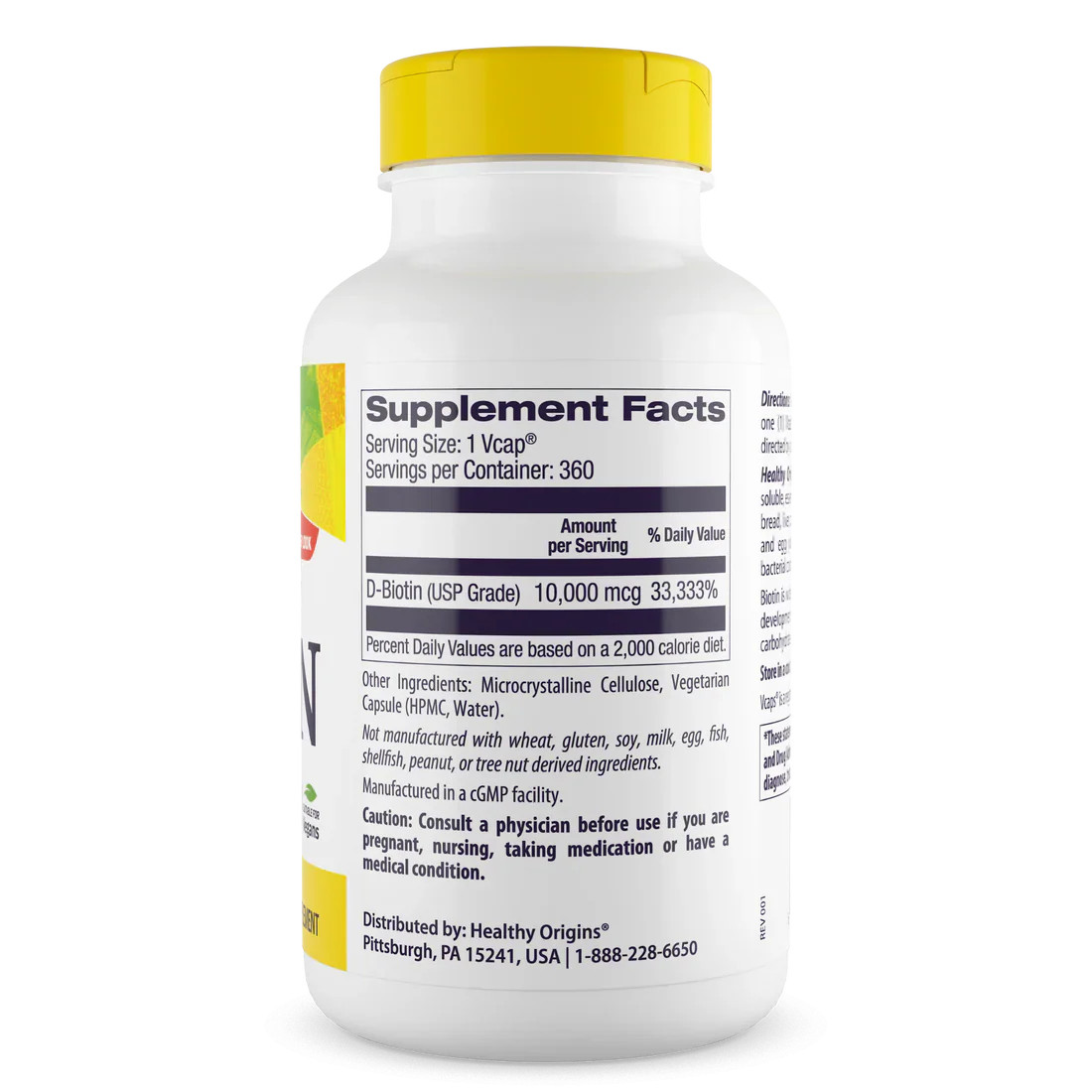 Healthy Origins Biotin 10,000 mcg | 360 Veggie Caps
