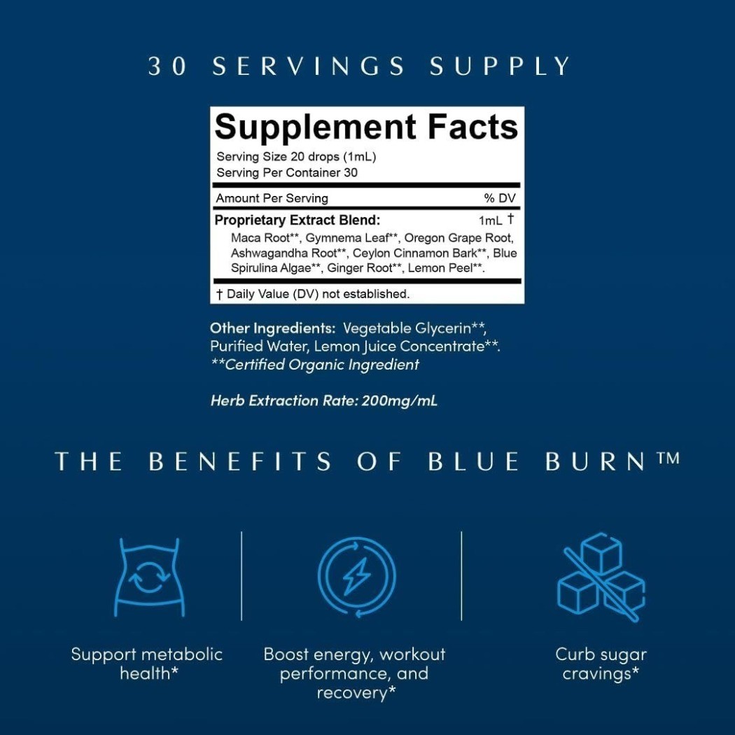 NEW Apothékary Blue Burn Liquid Drops 1 fl oz 30 Servings Herbal Supplement