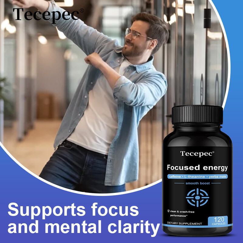 Caffeine with L-Theanine for Energy & Focus – with Yerba Mate Vegan Capsules