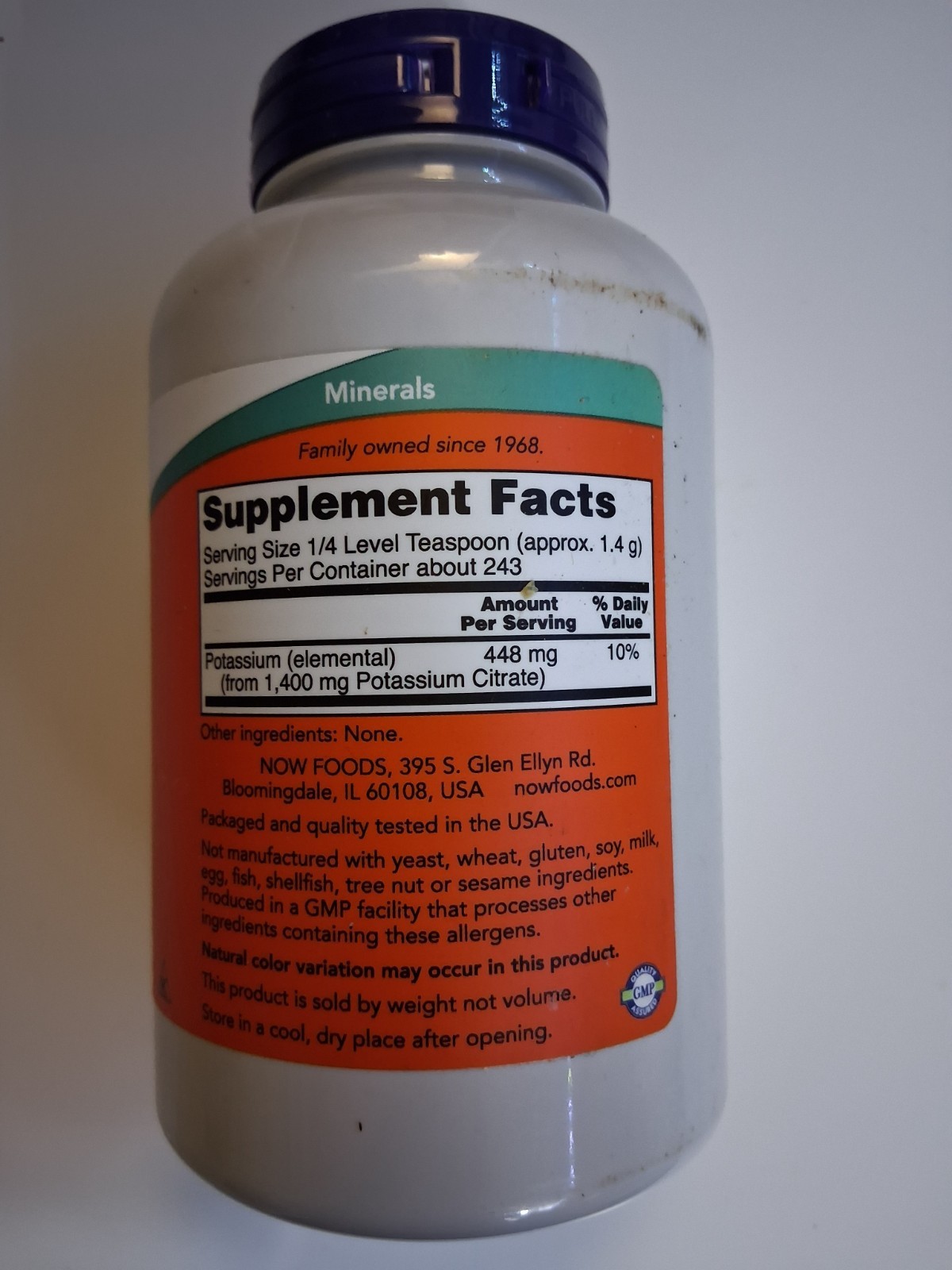 Pure Potassium Citrate Powder 12oz 340g 243 Servings Non-GMO Vegan Exp 2028