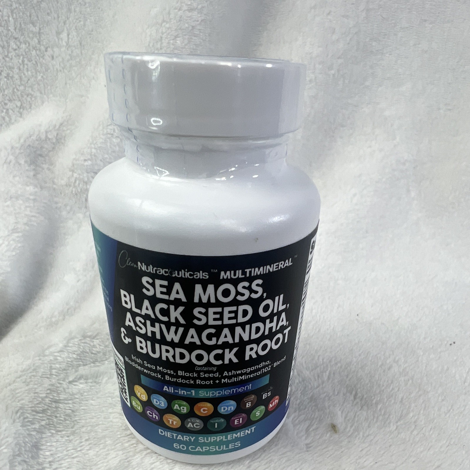 Clean Nutraceuticals Sea Moss Black Seed Ashwagandha Burdock 60 Caps 3000mg