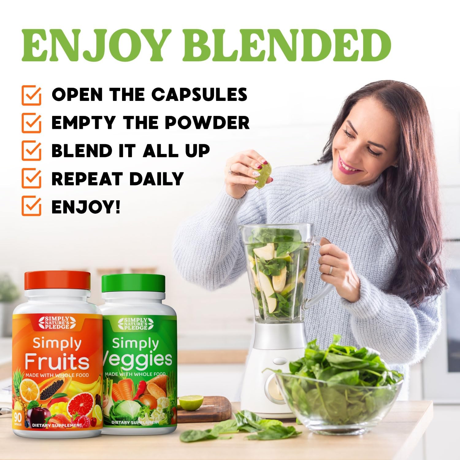 42 Fruits & Vegetables Supplement – 360 Capsules for Energy & Wellness Support