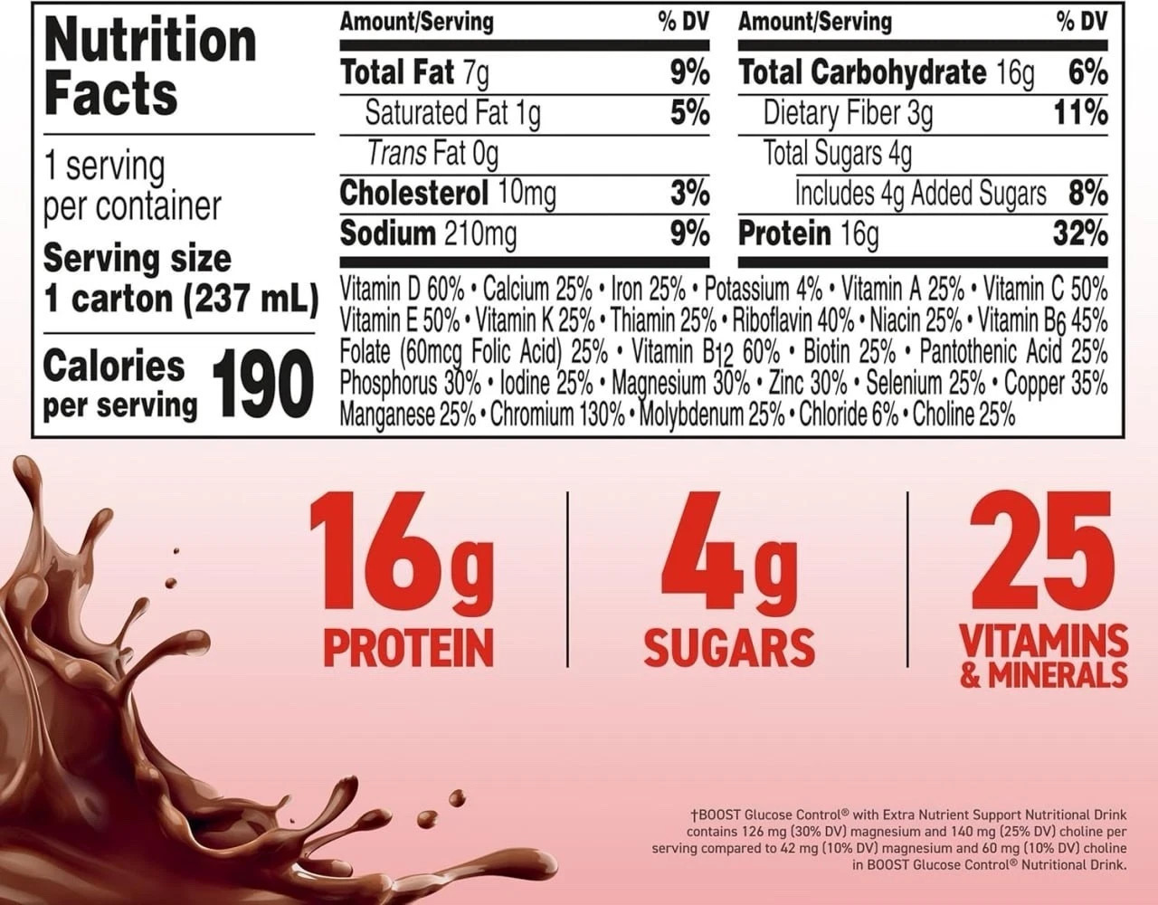 BOOST Glucose Control Balanced Nutritional Drink Rich Chocolate 8 oz 24 Ct