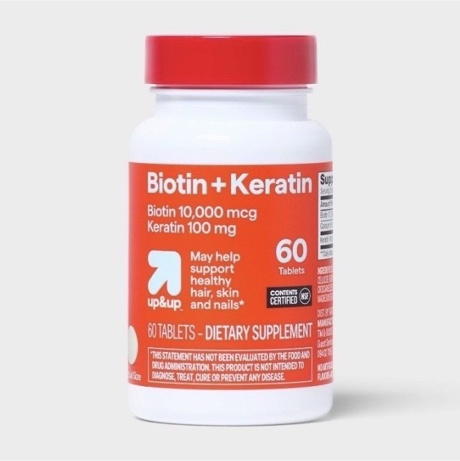 up&up Biotin 10,000mcg Keratin 100mg Calcium 60mg 60 Tablets Gluten Free