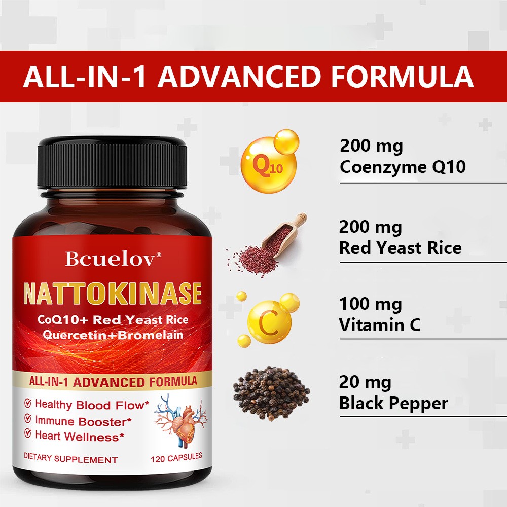 Nattokinase Supplements Blood Circulation Overall Heart Wellness 30-120 Capsules