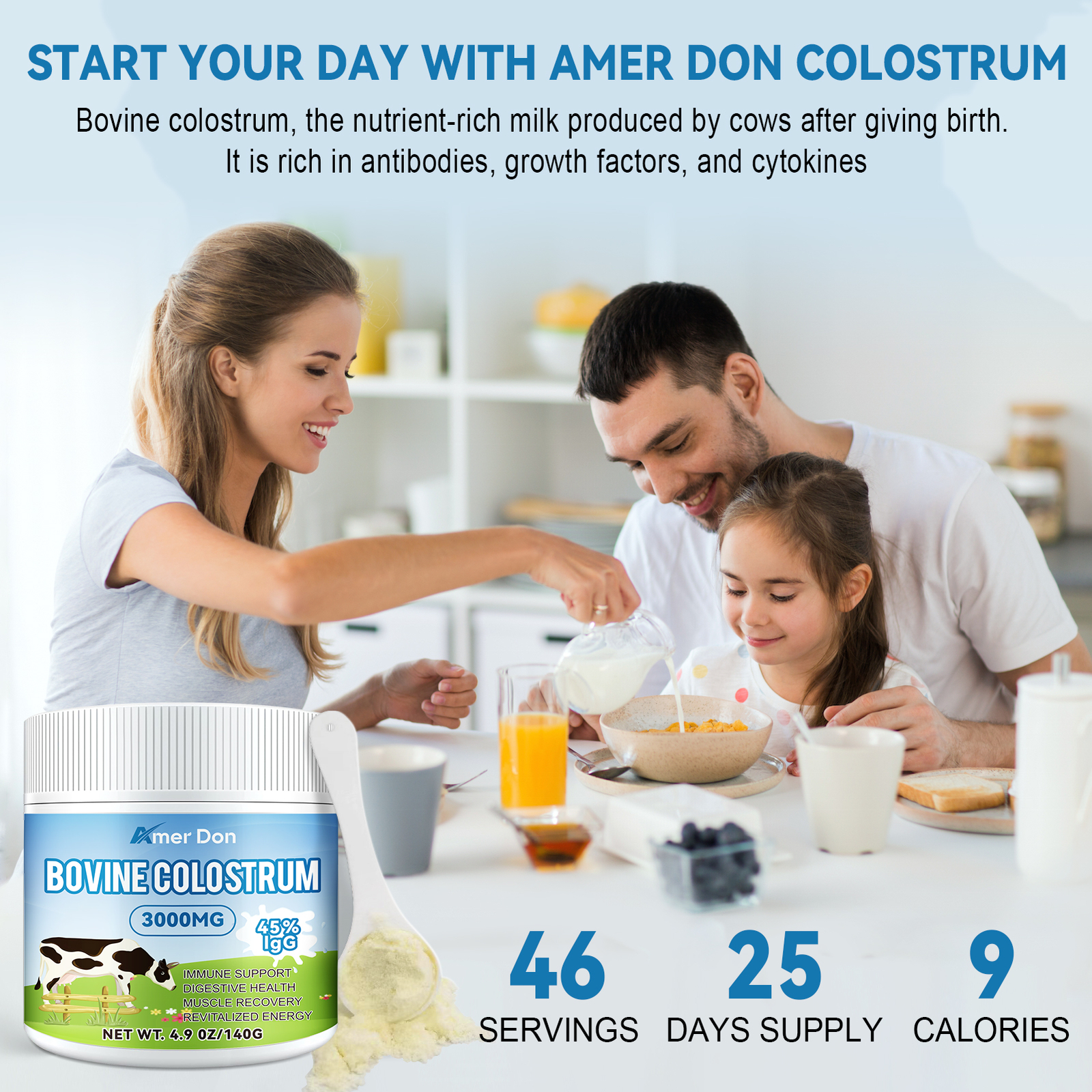 Bovine Colostrum Supplement ,C Lactoferrin,Healthy Immune Response: 45% IgG