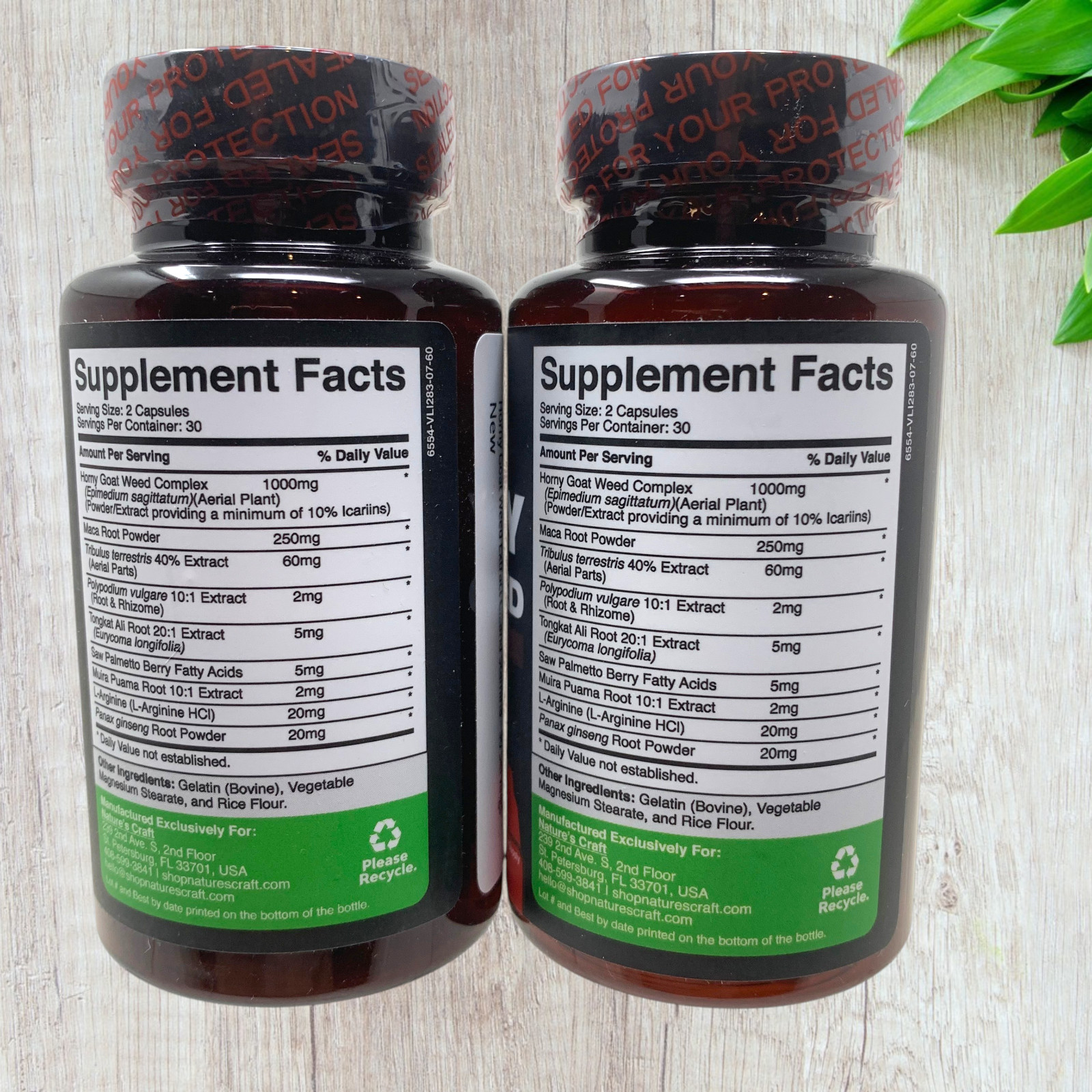 Lot 2 Nature’s Craft Horny Goat Weed 1000mg Herbal Complex 60 Caps Sealed READ