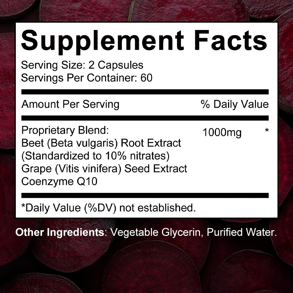 Blood Pressure Support with Beet Root, CoQ10, Heart & Circulation 30/60/120 Caps