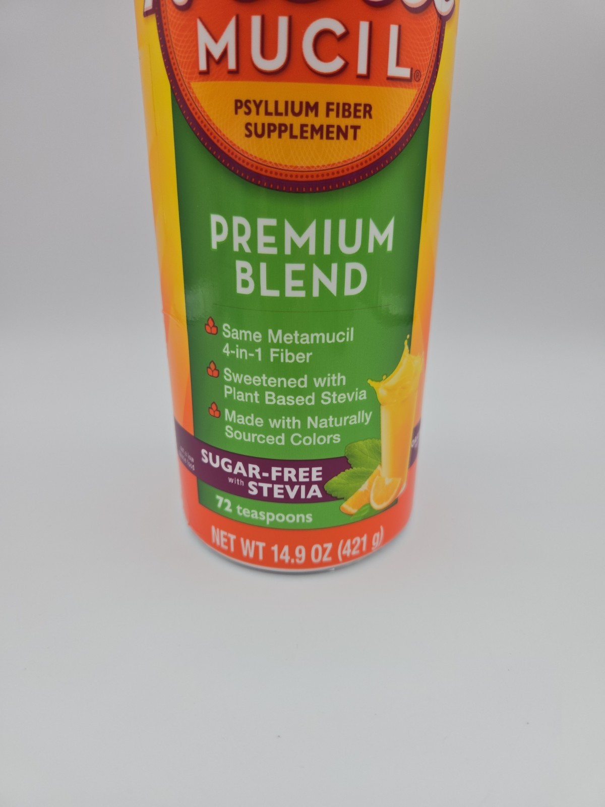 Metamucil Premium Blend Sugar-Free with Stevia – Orange (72 teaspoons) 06/2027