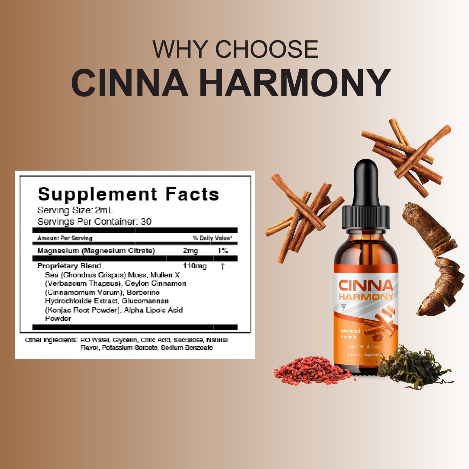 (5 Pack) Cinna Harmony Drops, CinnaHarmony Advanced Formula Supplement (10oz)