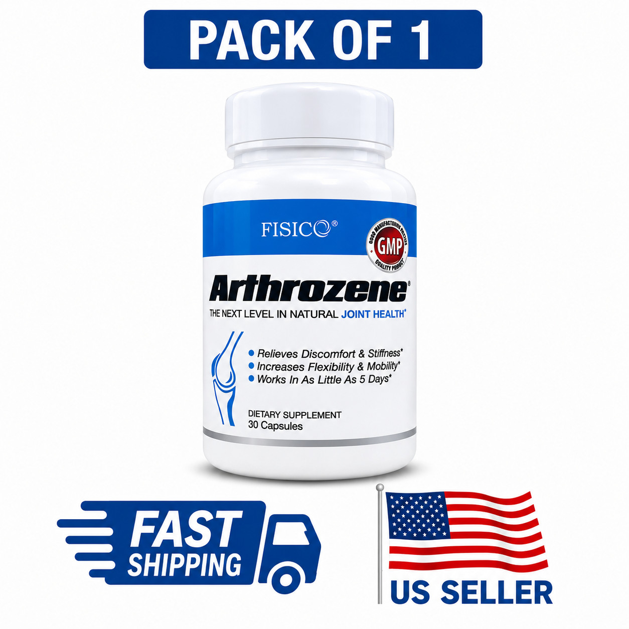 Pack OF 1 FISICO Arthrozene Natural Joint Health Supplement FREE Shipping