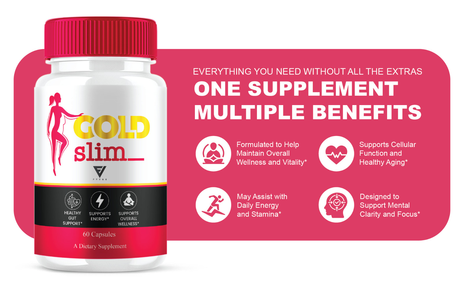 (5 Pack) Gold Slim Keto Supplement, GoldSlim Wellness Support (300 Capsules)