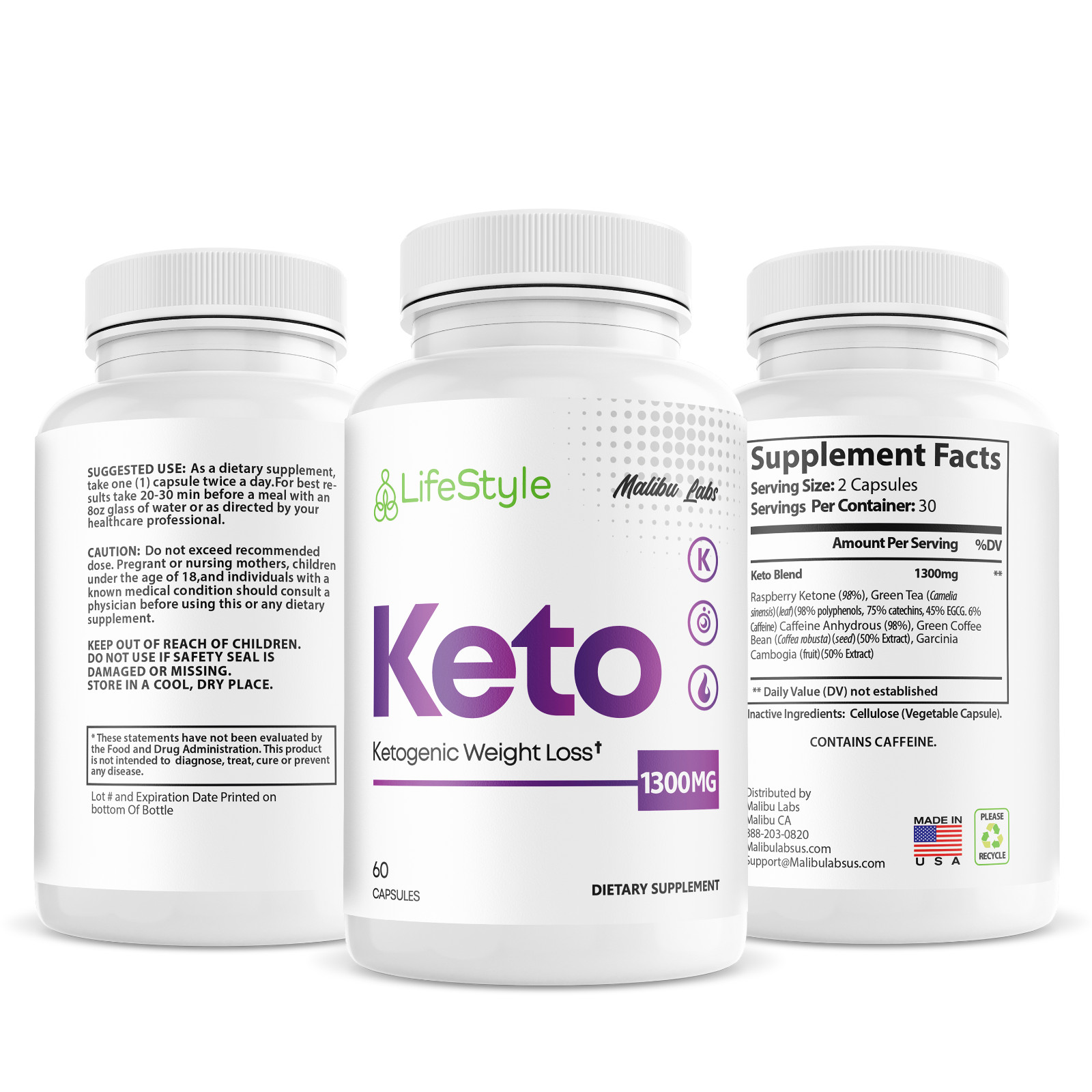 Lifestyle Keto Pills Diet Ketosis Fat Burner Weight Loss 180 Caps 3-Pack