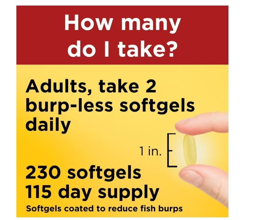 Nature Made Burp-Less Fish Oil 2000 Mg per Serving Softgels, 230 Count