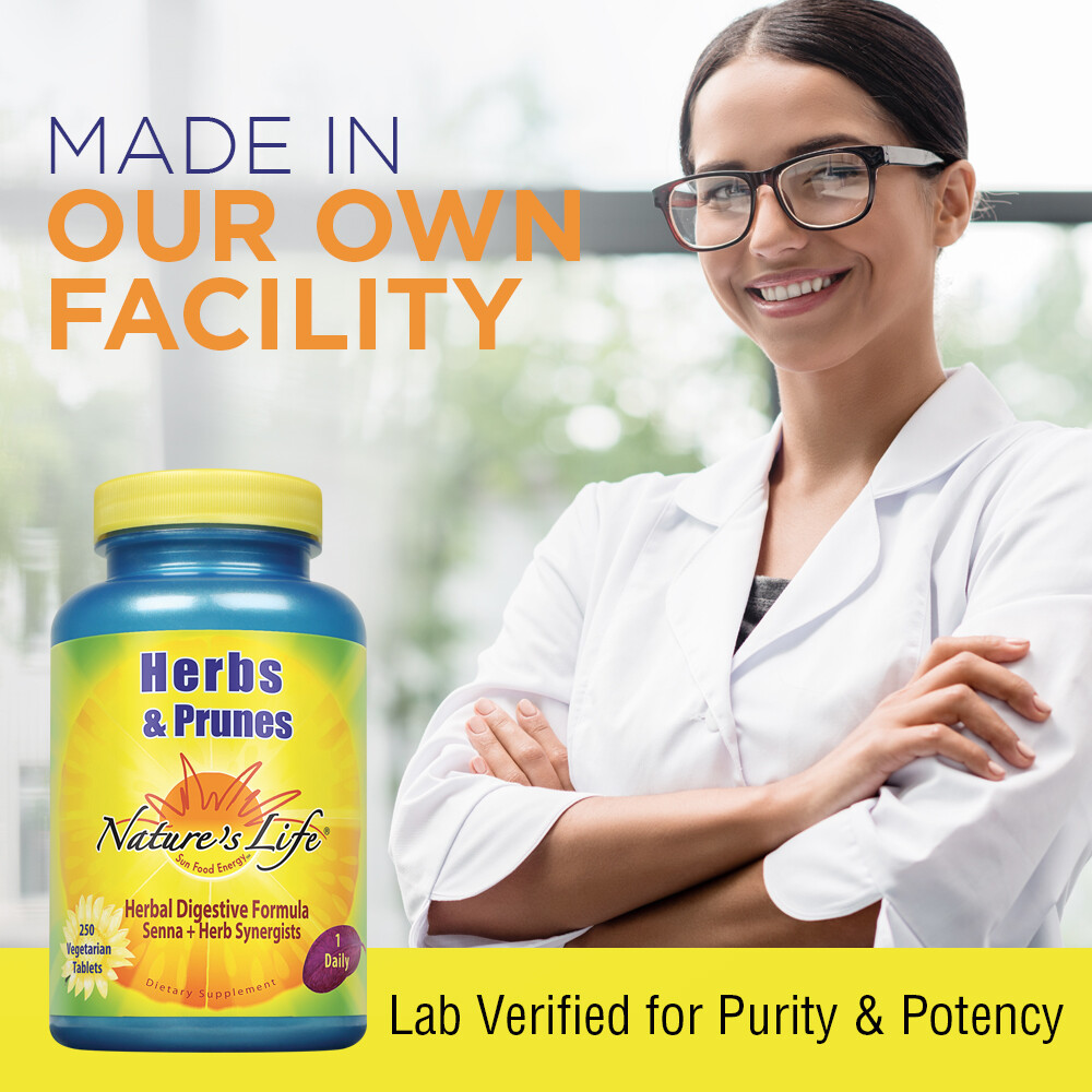 Nature’s Life Herbs & Prunes | 400mg Senna & Herbal Blend | 250 Tabs, 250